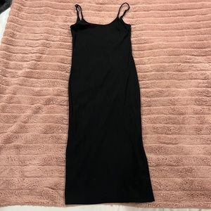 Black Ribbed Midi Dress